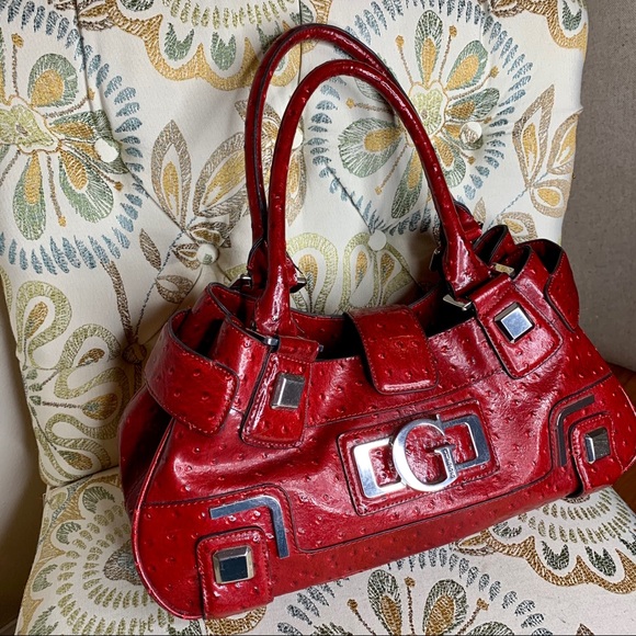 Guess Handbags - Guess Red Croco Shoulder Bag Handbag Purse